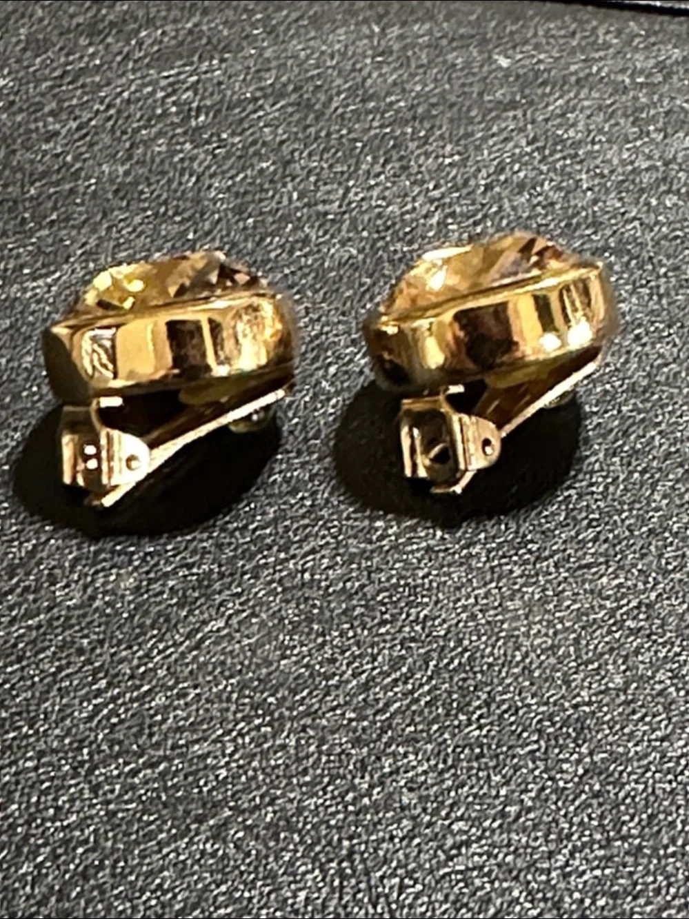 Christian Dior Gold Crystal Vintage Clip On Earrings